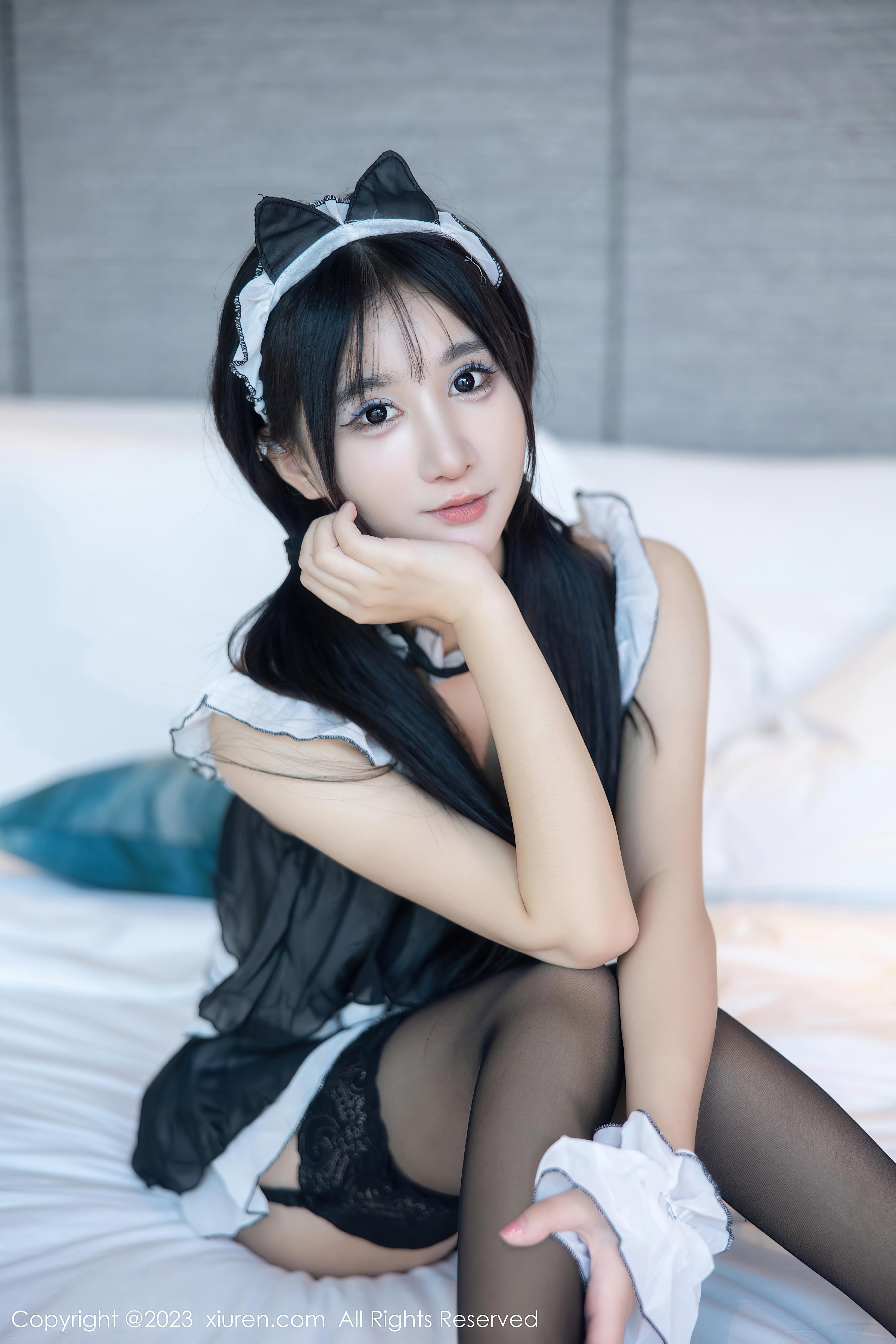 [XiuRen秀人网]2023.05.24 NO.6795 小果冻儿 黑色透视情趣女仆制服加黑丝美腿性感私房写真集Xiuren秀人写真高清美女套图写真下载-看套图看套图