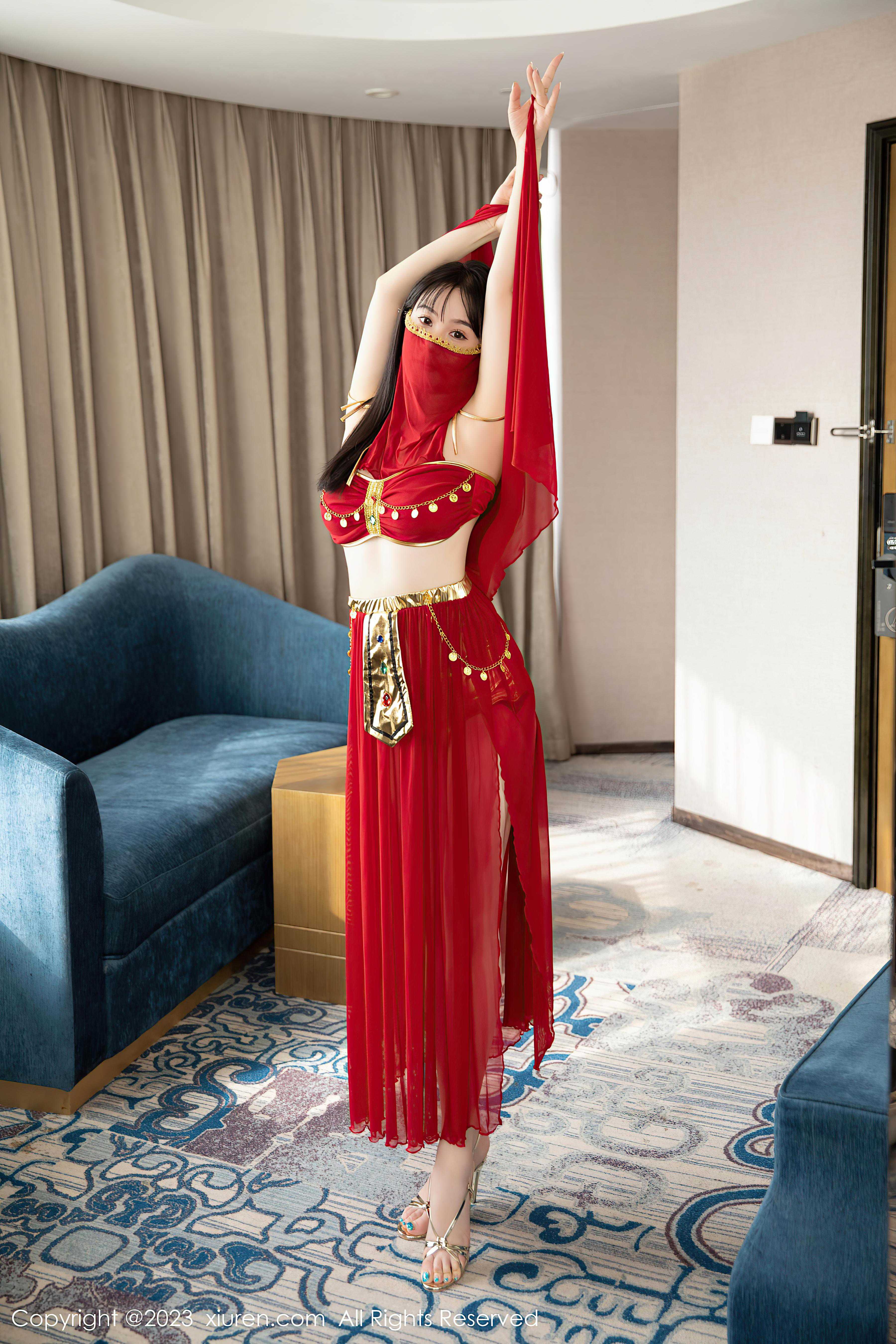 [XiuRen秀人网]2023.07.19 NO.7103 柚琪Rich 红色情趣西域舞蹈裙加内衣性感私房写真集Xiuren秀人写真高清美女套图写真下载-看套图看套图