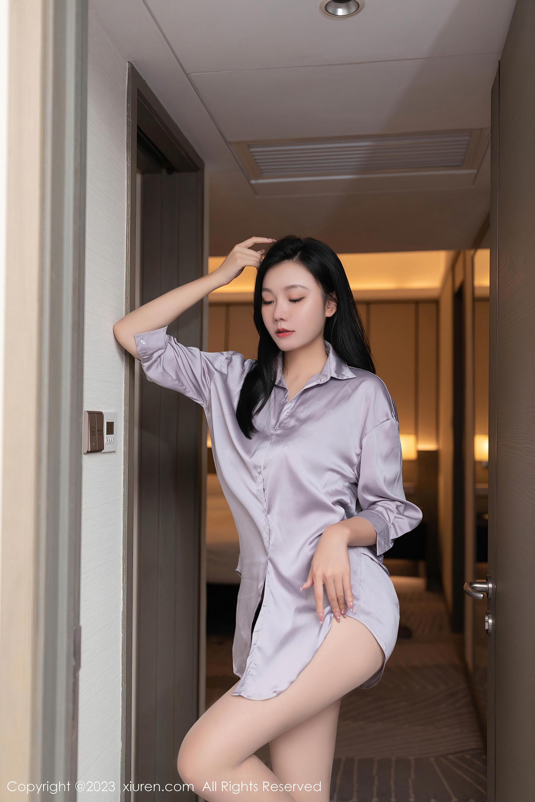 [XiuRen秀人网]2023.09.12 NO.7376 安然anran 粉色衬衫与蕾丝内衣加肉丝美腿性感私房写真集Xiuren秀人写真高清美女套图写真下载-看套图看套图