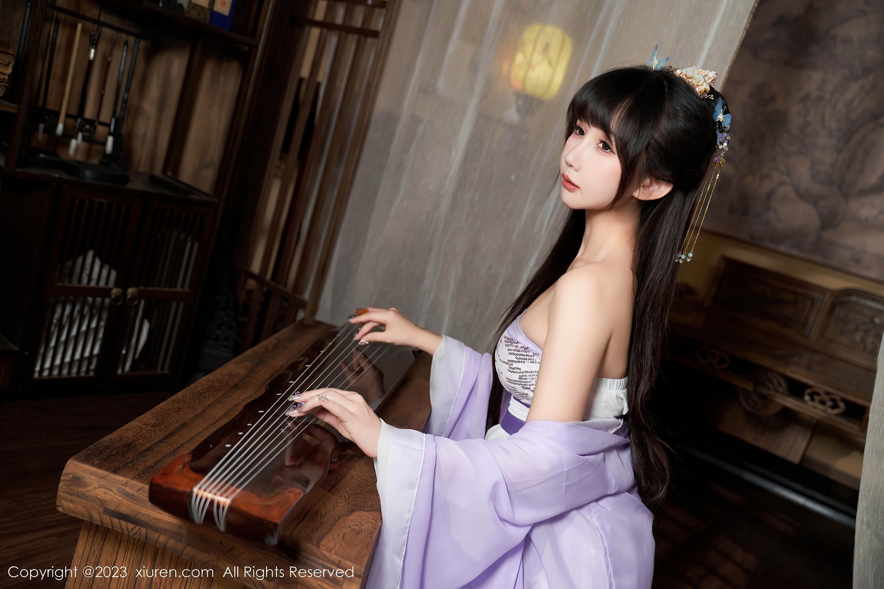 [XiuRen秀人网]2023.09.26 NO.7442 波巧酱 紫色透视古风披肩与情趣内衣加肉丝美腿性感私房写真集Xiuren秀人写真高清美女套图写真下载-看套图看套图